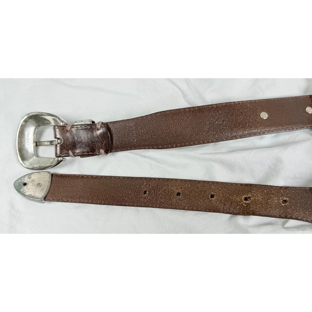 Full Grain Italian Leather Trout Fish Concho Belt Mens 36 Brown Western Fishing